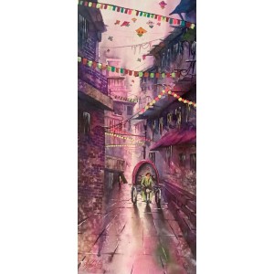 Aisha Khan, 10 x 22 Inch, Watercolor on Paper, Cityscape Painting, AC-AHK-020